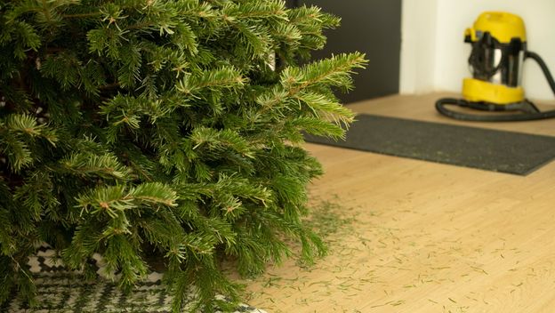 Najbolji način za uklanjanje iglica božićnog drvca s poda