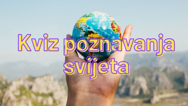 Mali globus u ruci uz naslov kviza a