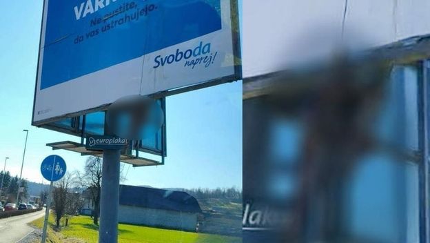 Mrtav pas obješen na predizborni plakat