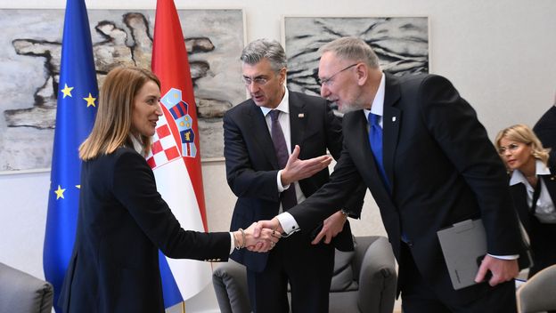 Sastanak Andrej Plenković, Roberta Metsola, Davor Božinović