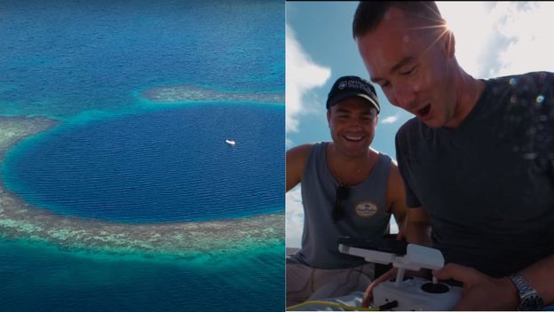 Velika Plava Rupa i Will Mitchell koji upravlja dronom