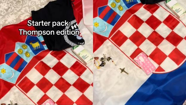 Hrvatska zastava i nekoliko predmeta na njoj