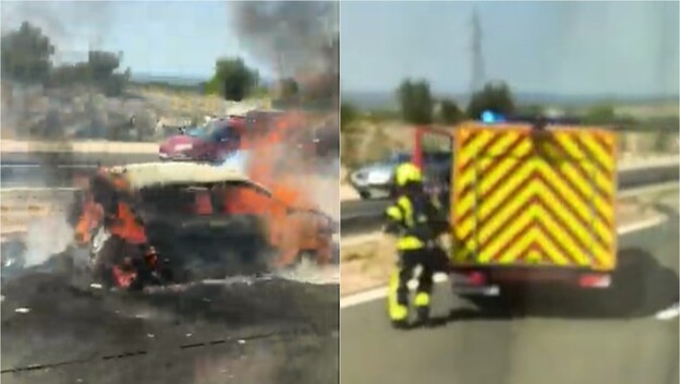 Automobil se zapalio na A1