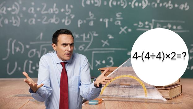 Muškarac koji zbunjen stoji pred pločom i matematičkim zadatkom