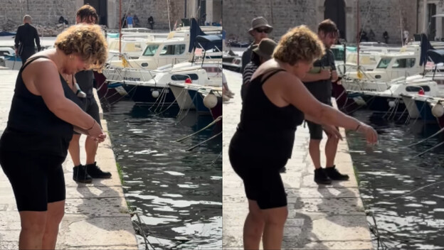 Gospođa koja peca u Dubrovniku