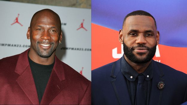 NBA košarkaši i legende Michael Jordan i LeBron James