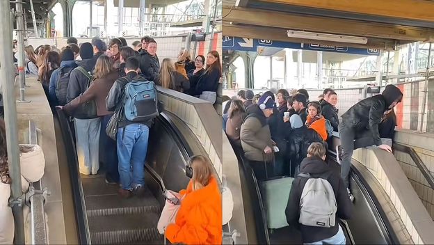 Gužva na pokretnim stepenicama