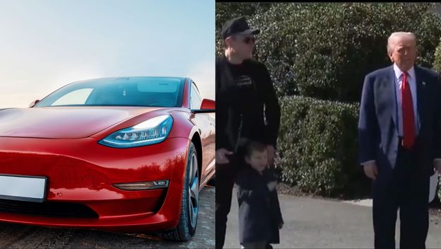 Američki predsjednik Donald Trump i Elon Musk uz automobil Tesla