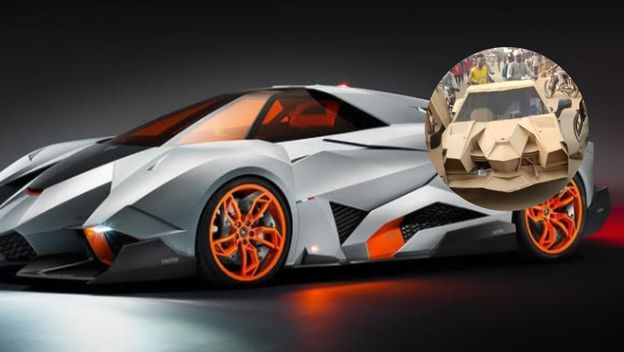Lamborghini Egoista i replika napravljena od kartona