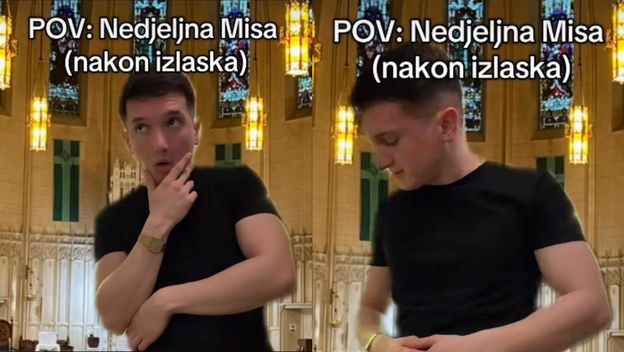 Luigi Curri u skeč s odlaskom u crkvu nakon izlaska