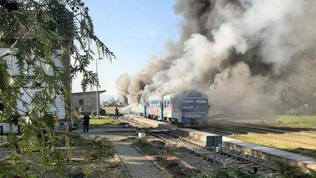 Požar vlaka u Slavoniji