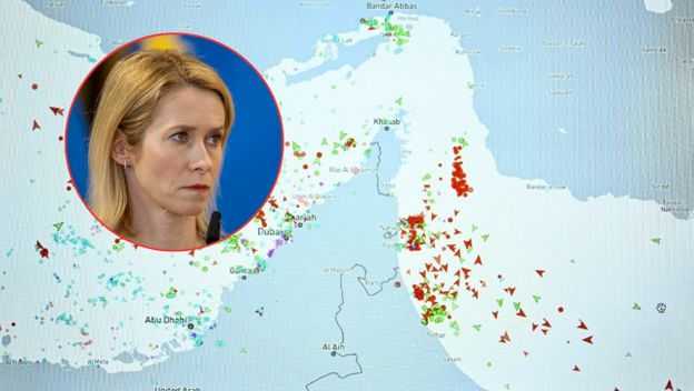 Kaja Kallas i Hormuz, ilustracija