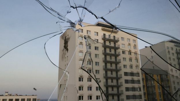 Oštećena zgrada u Moskvi