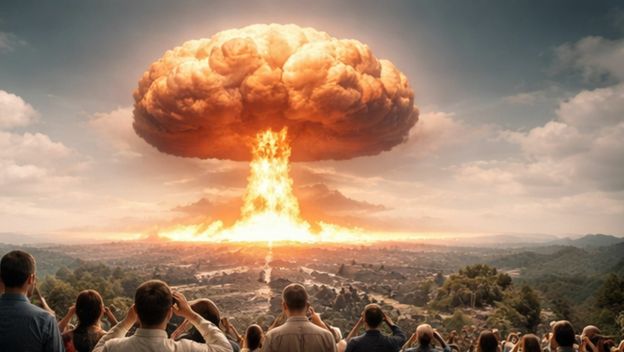 Nuklearna eksplozija i ljudi koji gledaju