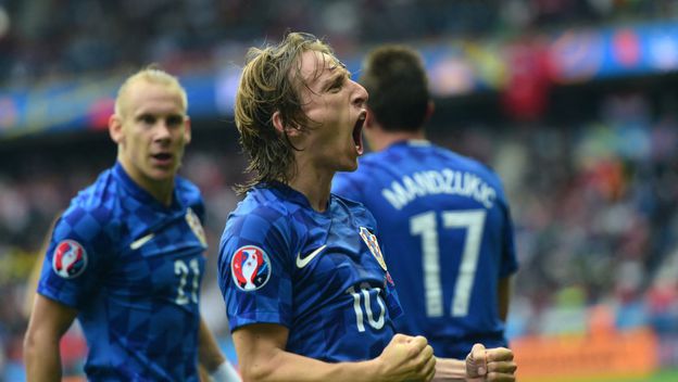 Luka Modrić slavi gol protiv Turske na Euru 2016.