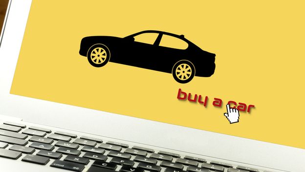 Online kupovina automobila, ilustracija