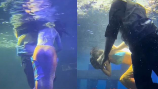 Plesačica u akvariju i muškarac koji ju spašava