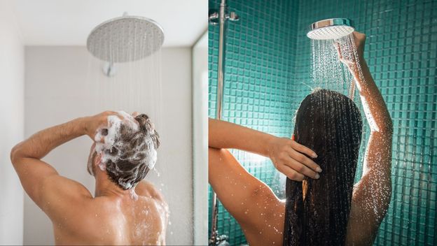 Muškarac i žena koji se tuširaju