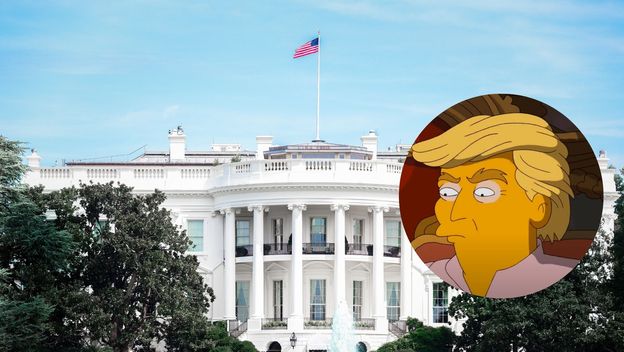 Bijela kuća u SAD-u i Donald Trump u stilu Simpsona
