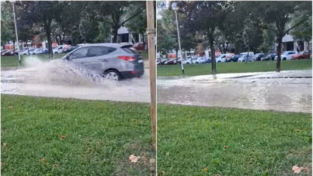 Poplavljen dio ulice u Sesvetama