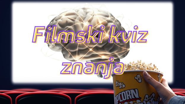 Mozak na filmskom platnu i gledatelj s kokicama uz naslov kviza