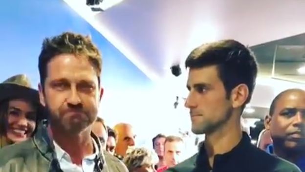 Gerard Butler i Novak Đoković (Foto: Screenshot)