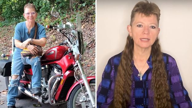 Tami Manis žena s najduljom fudbalerkom na svijetu sjedi na motoru i daje intervju