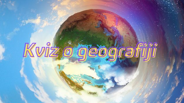 Zemlja kako pluta svemirom uz natpis kviz o geografiji