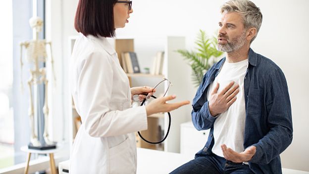 Muškarac kod doktorice, ilustracija