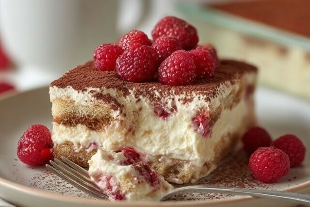 Sladoledni tiramisu s malinama