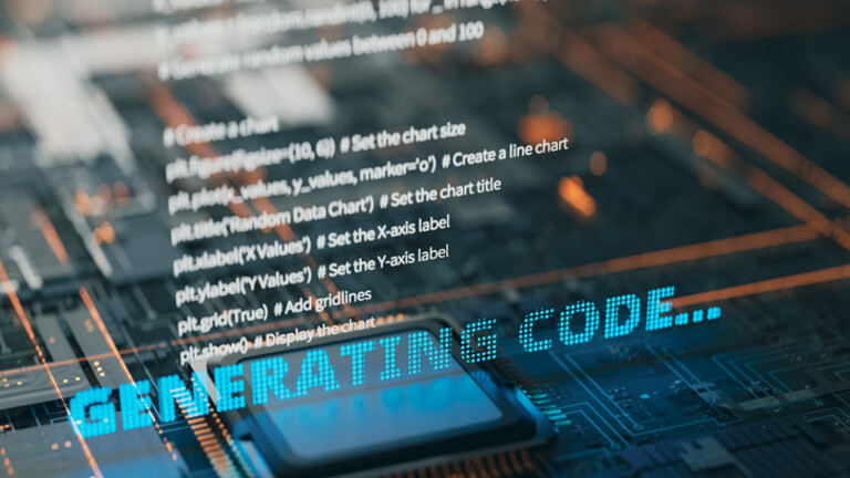 AI generira kod. ilustracija