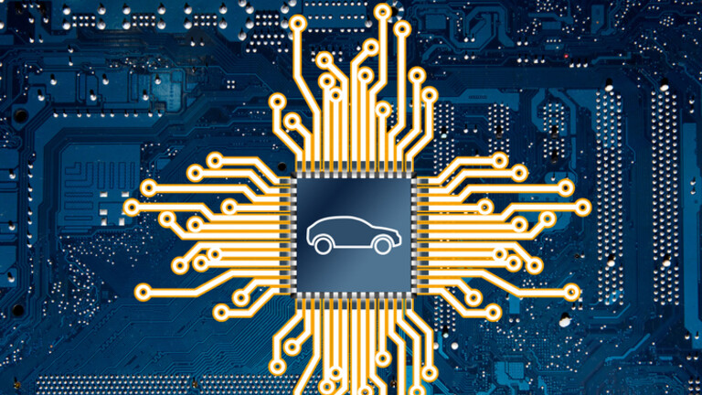 SImbol automobila na čipu, ilustracija