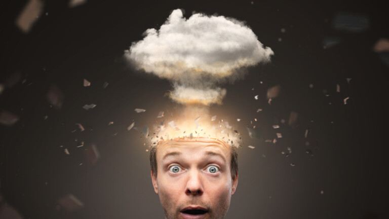 Ilustracija muškarca s "eksplozijom uma"