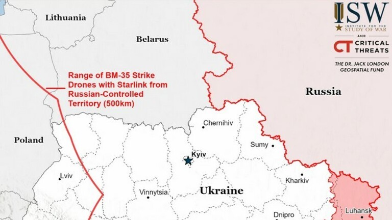 Karta dosega ruskih dronova BM-35