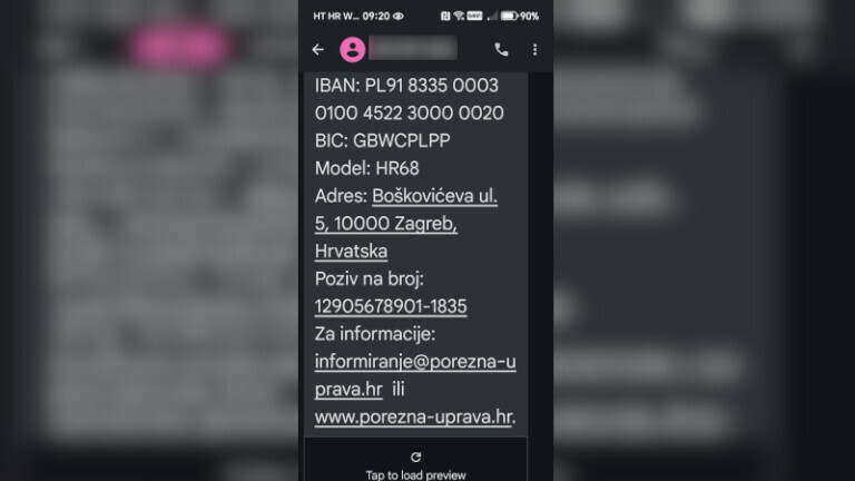 Lažna SMS poruka iz Porezne uprave