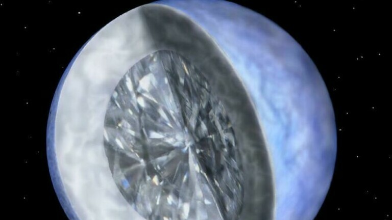 Umjetnički prikaz bijelog patuljka koji prolazi kroz proces kristalizacije u dijamant