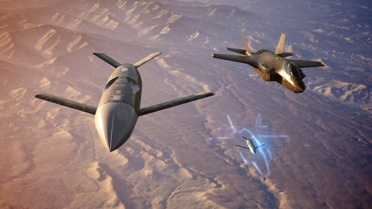 F-35 u letu s CCA dronovima, ilustracija