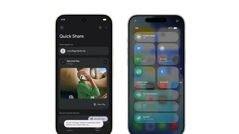 Slanje datoteka između Androida i iPhonea putem Quick Share/Air Drop aplikacija