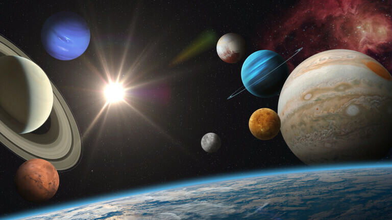 Zemlja i drugi planeti Sunčevog sustava, ilustracija