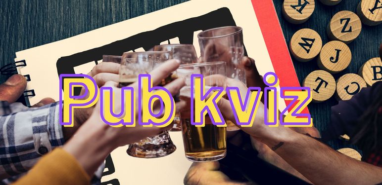 Pitanja na kvizu i ruke koje nazdravljaju pivom uz naslov kviza