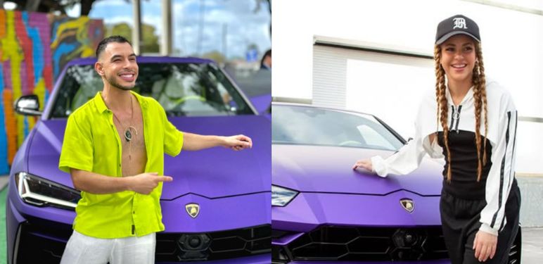 Pjevačica Shakira i osvajač njezinog ljubičastog Lamborghinija