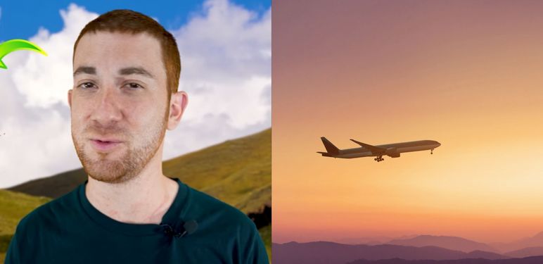 YouTuber Drew Binsky kako objašnjava putovanja i avion pri polijetanju