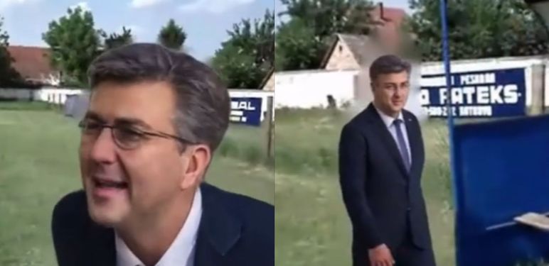 Andrej Plenković u ulozi nogometnog trenera kako se dere Dragane