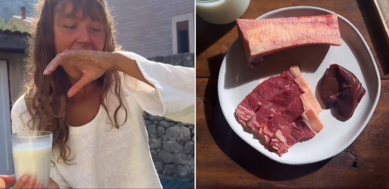 Influencerica Ashley English i njezin doručak od sirovog mlijeka i mesa