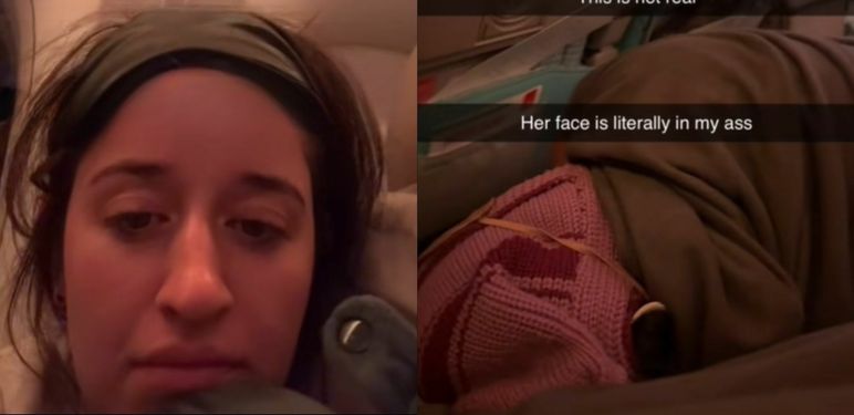 Vožnja avionom i suputnica koja leži na dva mjesta