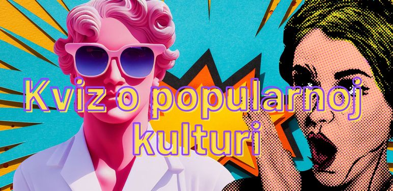 Pop art i natpis kviz o popularnoj kulturi