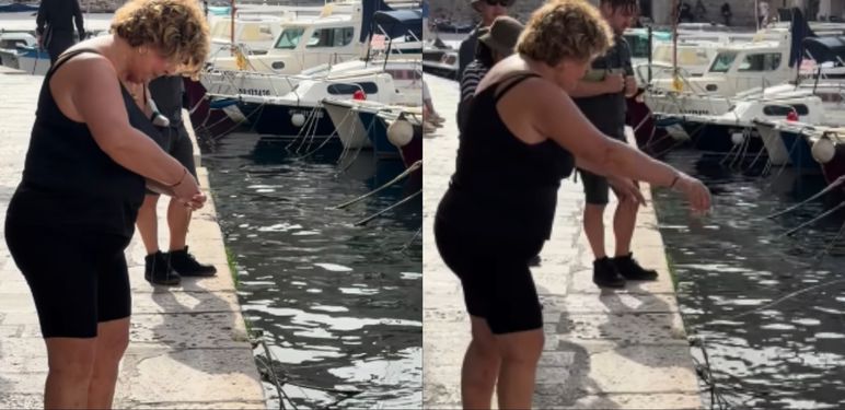 Gospođa koja peca u Dubrovniku