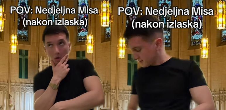 Luigi Curri u skeč s odlaskom u crkvu nakon izlaska