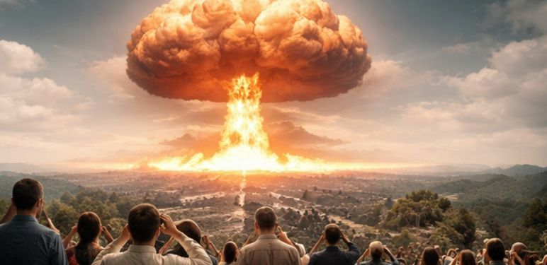 Nuklearna eksplozija i ljudi koji gledaju