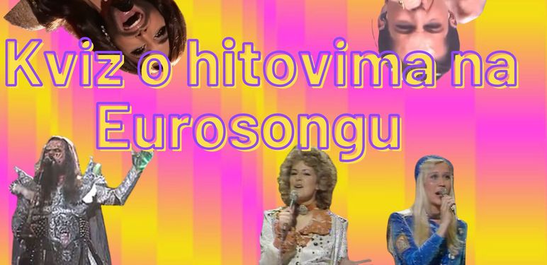 Neki pobjednici Eurosonga i natpis Kviz o hitovima s Eurosonga